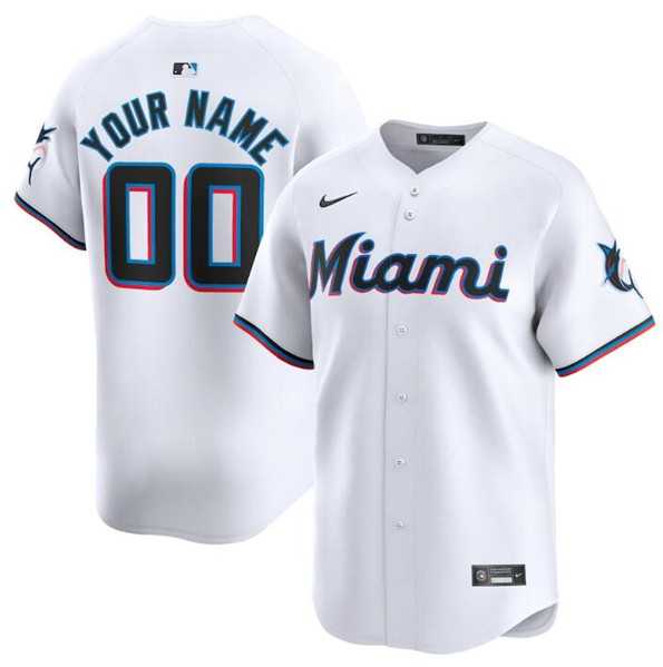 Mens Miami Marlins Customized White 2024 Home Limited Stitched Baseball Jersey->customized mlb jersey->Custom Jersey